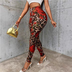 Womens Floral Print Stretchy Waist Leggings