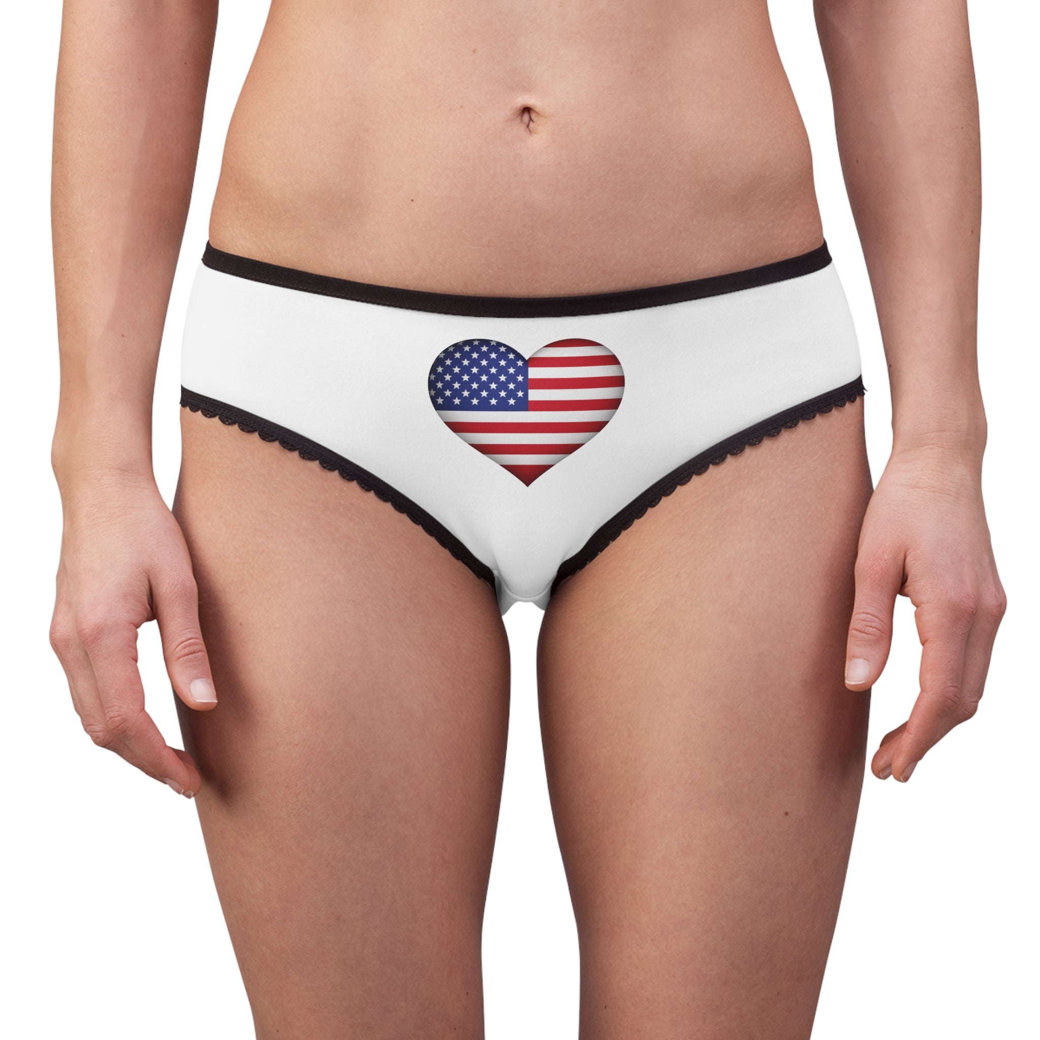 Patriotic American Flag Women's Briefs — USA Heart & Flag Design