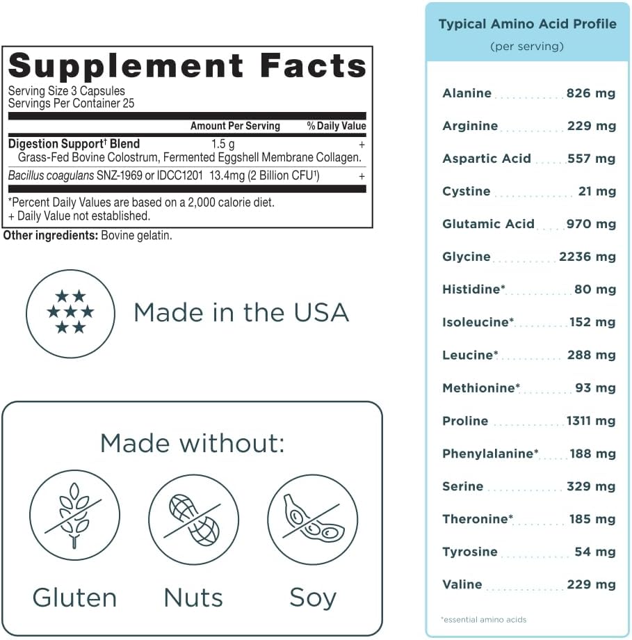 Ancient Nutrition Colostrum + Collagen 75 Count - Double Pack! (150 Capsules Total)