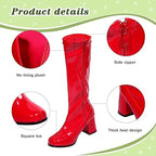 Satinoir Womens Size 7 Red 60s 70s 3" Block Heel Zip Up Disco Party Gogo Boots