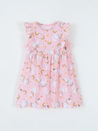 Children's Unicorn Print Ruffle Sleeve Casual Dress