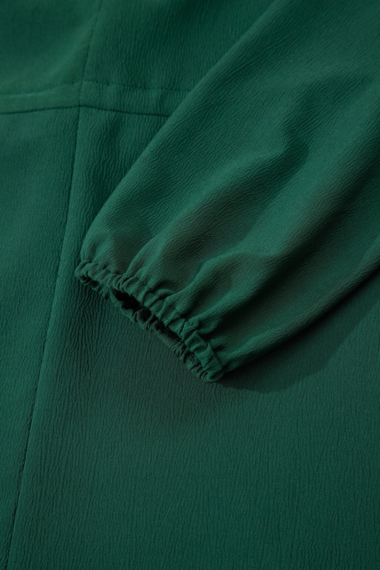 Blackish Green Solid Long Sleeve Button V Neck Tiered Maxi Dress