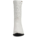 Soda RENO Womens Size 8.5 White Faux Leather 2" Heel Western Cowboy Boot Shoes