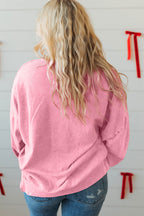 Bonbon Waffle Bowknot Patchwork Mineral Wash Plus Size Top