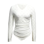 Women’s Hollow Out V-Neck Long Sleeve Top