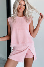 Phalaenopsis Mineral Wash Sleeveless Top and Split Skort Set