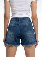 Distressed Frayed Hem Denim Shorts