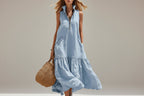 Women's Sleeveless Resort Dress – Loose Fit Zipper Detail