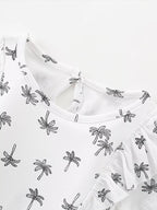 Children's Tropical Print Ruffle Sleeve Top & Shorts Set
