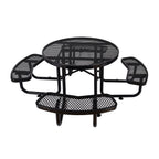 Large 46-Inch Heavy-Duty Round Outdoor Steel Picnic Table With Umbrella Hole (SAK96428)