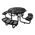 Large 46-Inch Heavy-Duty Round Outdoor Steel Picnic Table With Umbrella Hole (SAK96428)