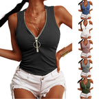 Women's Slim-Fit Zipper Vest Top