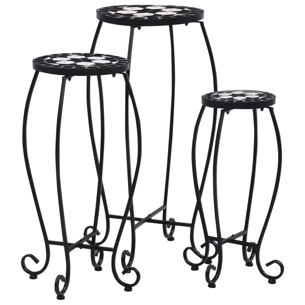 Mosaic Tables 3 pcs Black and White Ceramic