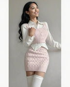 New pink  Dress Sweater dress for teenage girl