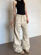 Women’s Straight Leg Slightly Flared Washed Casual Pants