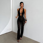 Slimming Lace Halter Jumpsuit For Women