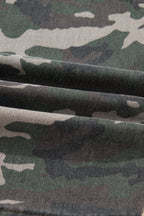 Green Camo Denim Cargo Wide Leg Pants