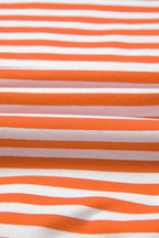 Orange Stripe Exposed Seam Drop Shoulder Casual Pullover Top