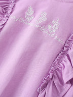 Children's Ruffled Embroidered Round Neck Tee