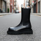 Women’s British-Style Mid-Calf Thick-Soled Leather Boots