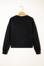 Navy Blue CLASSY UNTIL KICKOFF Plush Letter Patched Loose Sweatshirt