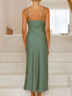 Satin Asymmetrical Midi Dress