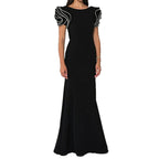 Round Neck Petal Sleeve Fishtail Skirt Dress