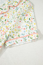 Pink Polka Dot and Bow Print Ruffle Hem Shorts Pajama Set
