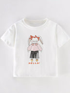 Children's Cute Bunny Graphic Short Sleeve T-Shirt