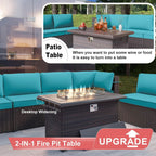 Rattan Patio Furniture Set With Fire Pit Table