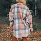 Women's Notch Lapel Check Print Long Sleeve Shirt