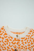 Orange Leopard Drop Shoulder Knitted Cardigan