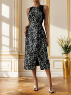 🌹 Slit Rose Round Neck Sleeveless Midi Dress