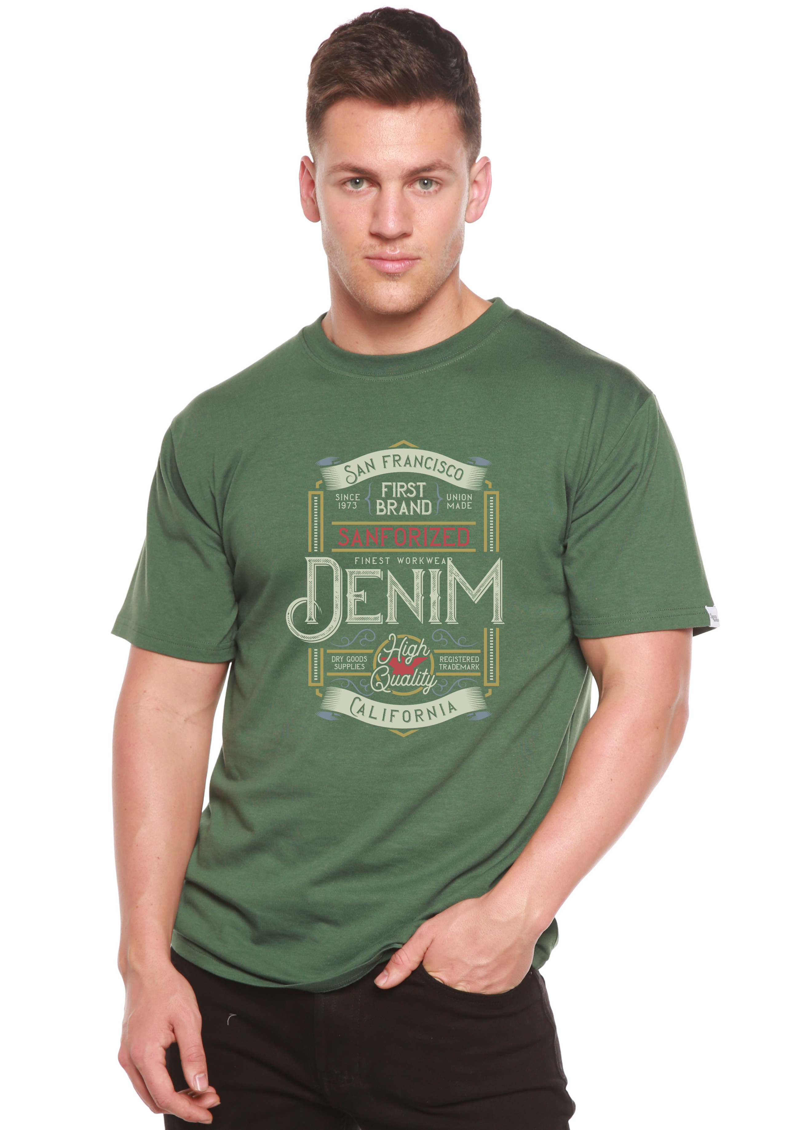 Denim California Men's Bamboo Viscose/Organic Cotton Short Sleeve Graphic T-Shirt