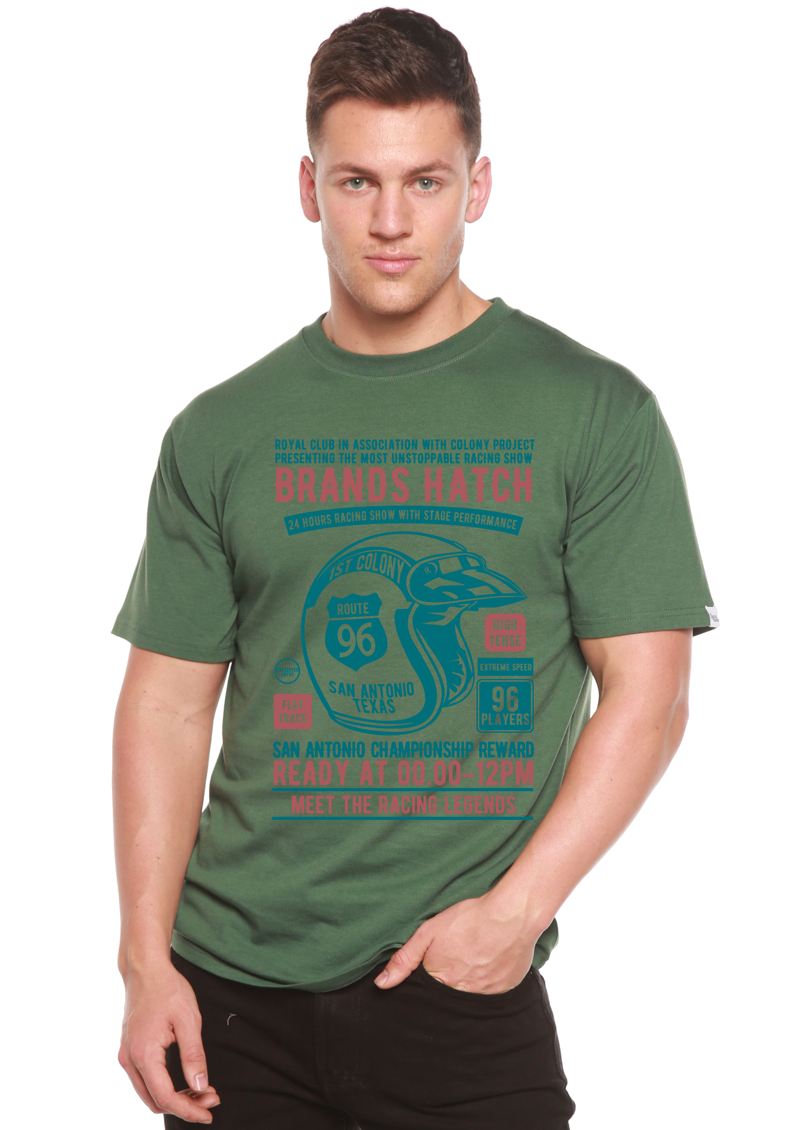 Brands Hatch Men's Bamboo Viscose/Organic Cotton Short Sleeve Graphic T-Shirt