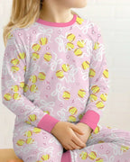 Softball Cherry Mom And Girl Matching Bamboo Two Piece Long Sleeve Pajama Set