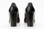 The Afega Black Leather Block Heel Pump Women Shoe