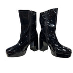 Dream Pairs Womens Size 11 Black Patent Leather 4" Block Heel Zip Ankle Boots