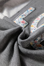 Dark Grey Floral LOVE Graphic Patchwork Uneven Hem Sweatshirt