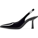 Elisabet Tang Women Size 9 Black 3.25" Heel Closed Pointed Toe Slingback Shoes