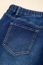 Light Blue Acid Wash Contrast Lace-up Plus Size Jeans