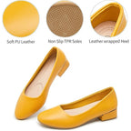 Hash Bubbie Womens Size 5 Yellow 1.5" Block Heel Closed Toe Slip On Shoes