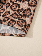 Leopard Bow Tie Puff Sleeve Blouse