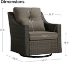 2 Piece Patio Wicker Chairs Set With 360 Degree Rocking Swivel Outdoor Rattan Thick Cushions For Backyard