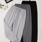 Womens Comfortable Solid-Color Retro Casual Ankle-Fit Pants