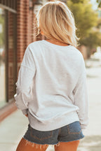 Blue Vintage Washed GAME DAY Graphic Baggy Sweatshirt