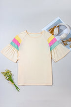 White Colorblock Short Sleeve Round Neck T-Shirt