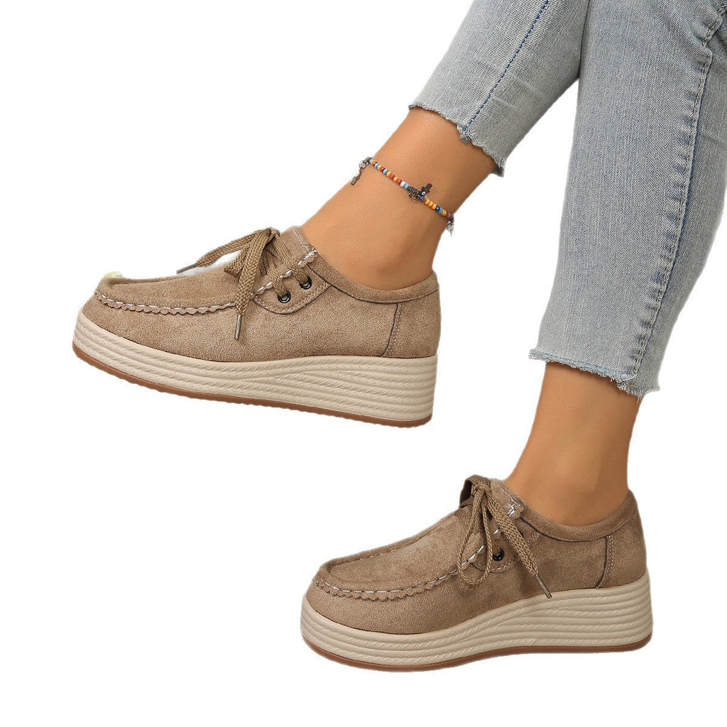 Lace-Up Chunky Sole Suede Pumps