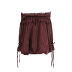 Retro Off-the-Shoulder Strap Bell-Sleeve Solid Color Chiffon Top