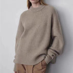 Womens Plus-Size Loose Crew-Neck Pullover Sweater